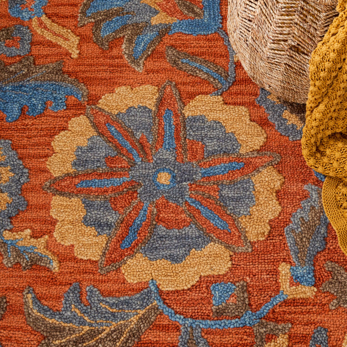 Langley Street Gagner Handmade Orange/Blue/Brown/Yellow Rug & Reviews